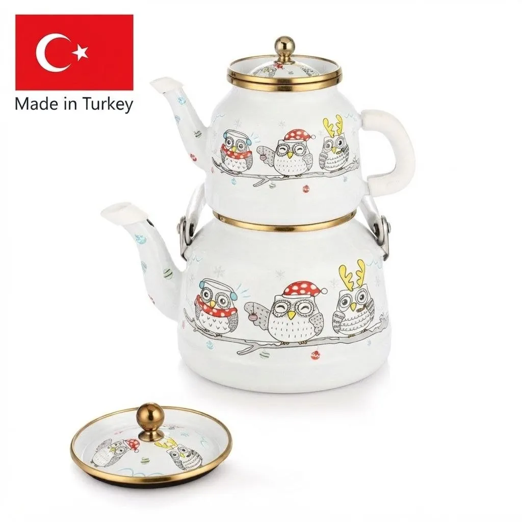 ست کتری و قوری لعابی طرح جغد