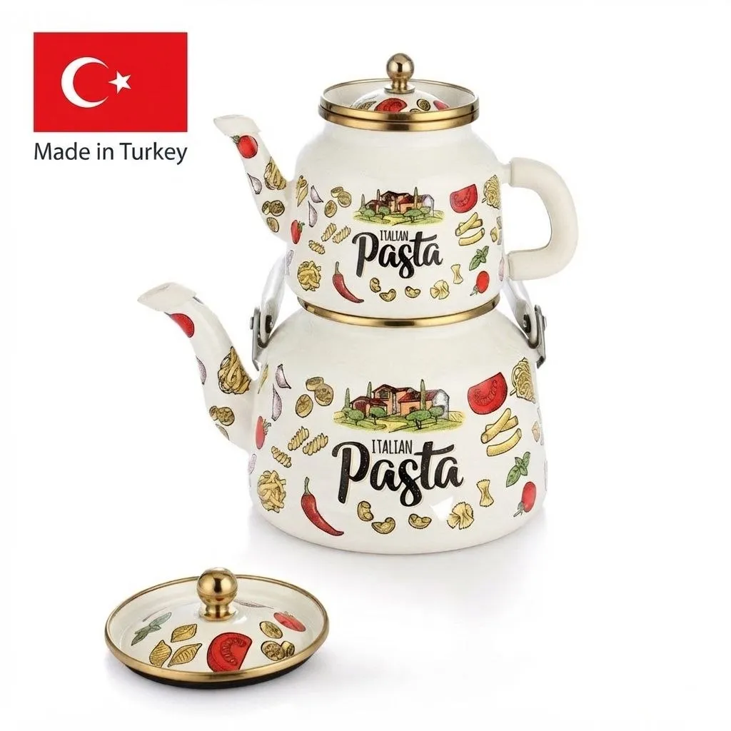 ست کتری و قوری لعابی طرح میوه